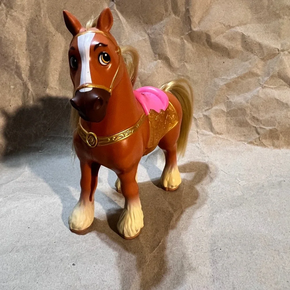Disney Horse Brown Pink Gold Saddle Brushable Mane Royal Steed Toy